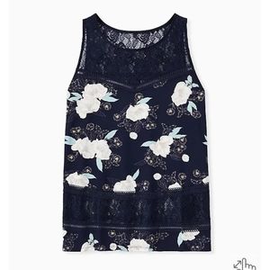 Torrid 00 Navy lace inset tank